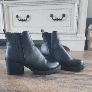 Black Leather Ankle Boots